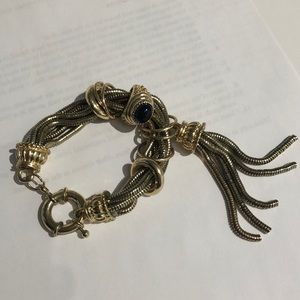 Gold metal tassel & ring bracelet $15